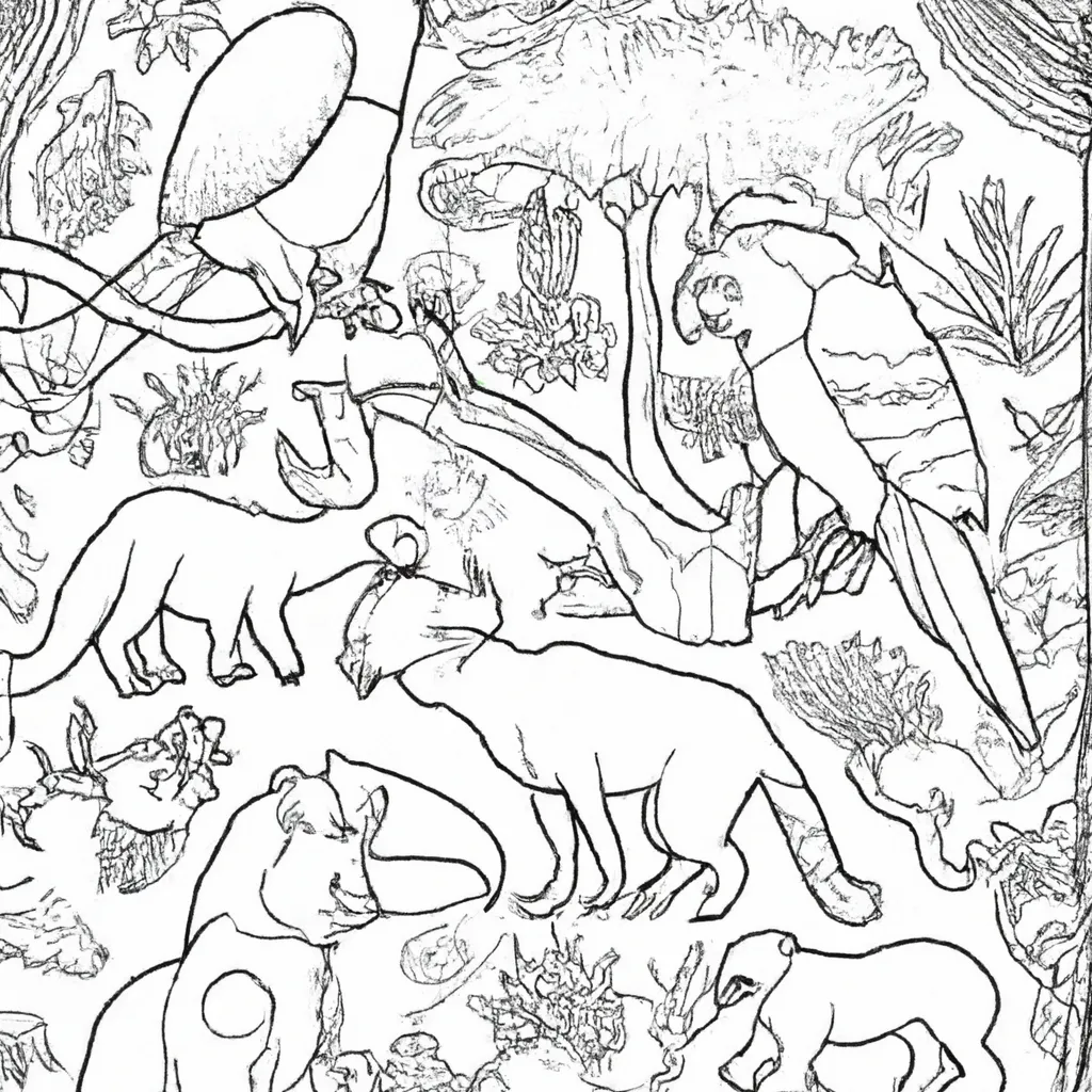 Aventuras Na Selva: Desenhos Exóticos De Animais Para Colorir 25 Aventuras Na Selva: Desenhos Exóticos De Animais Para Colorir 24