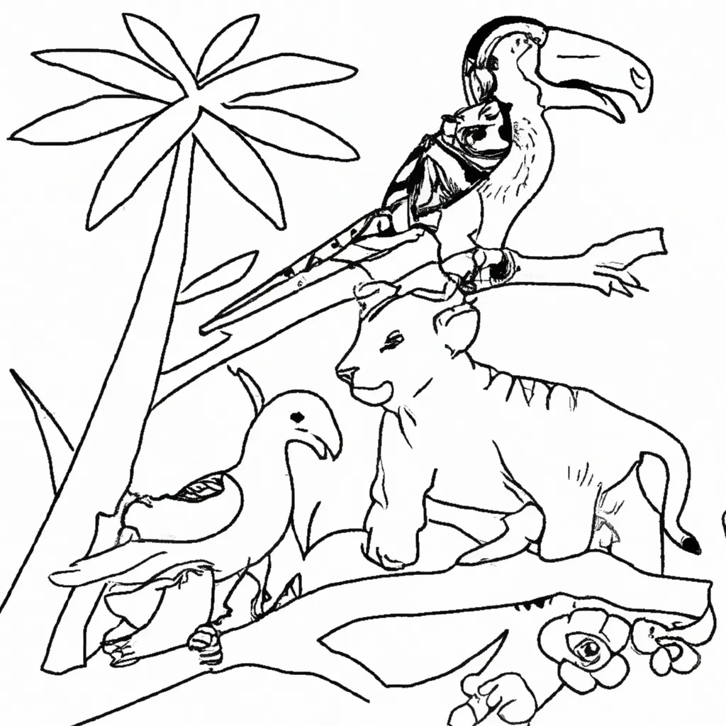 Aventuras Na Selva: Desenhos Exóticos De Animais Para Colorir 28