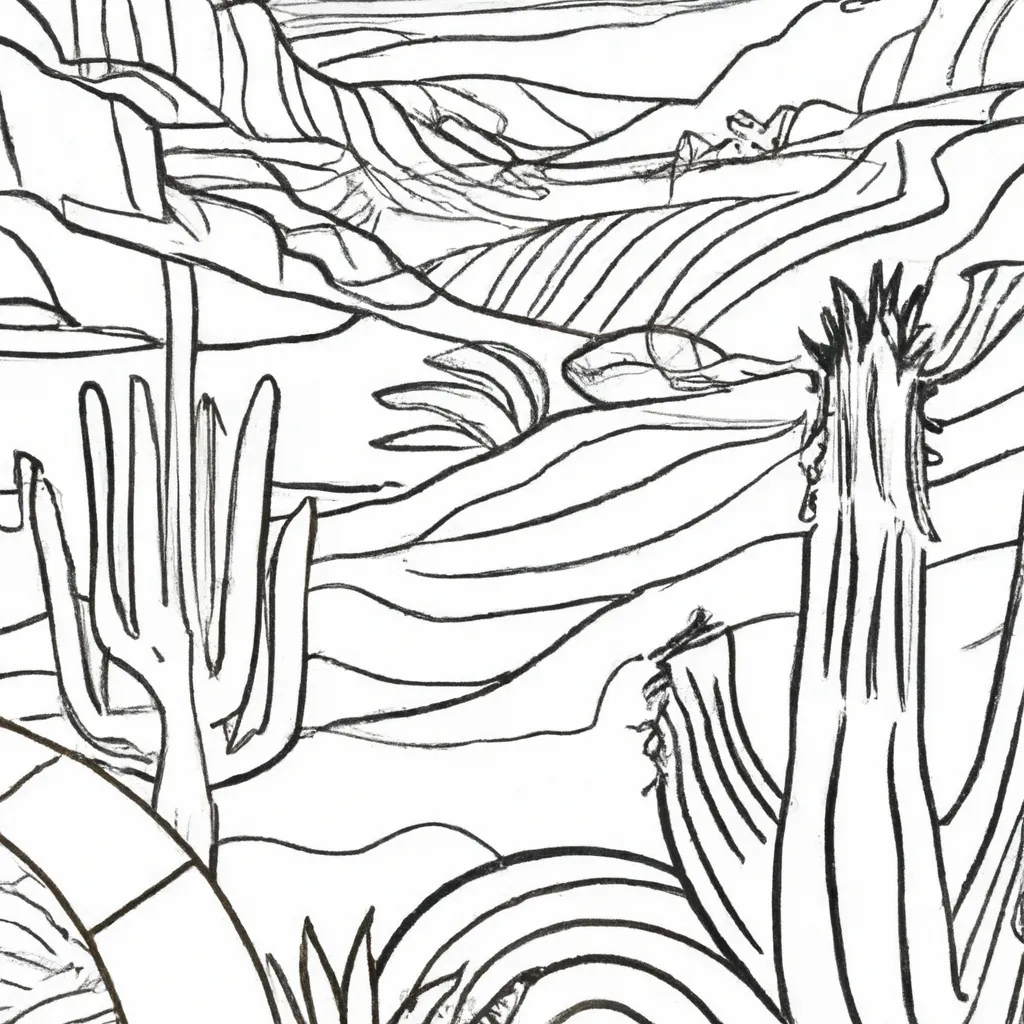 Oásis De Cores: Desenhos De Deserto Para Colorir