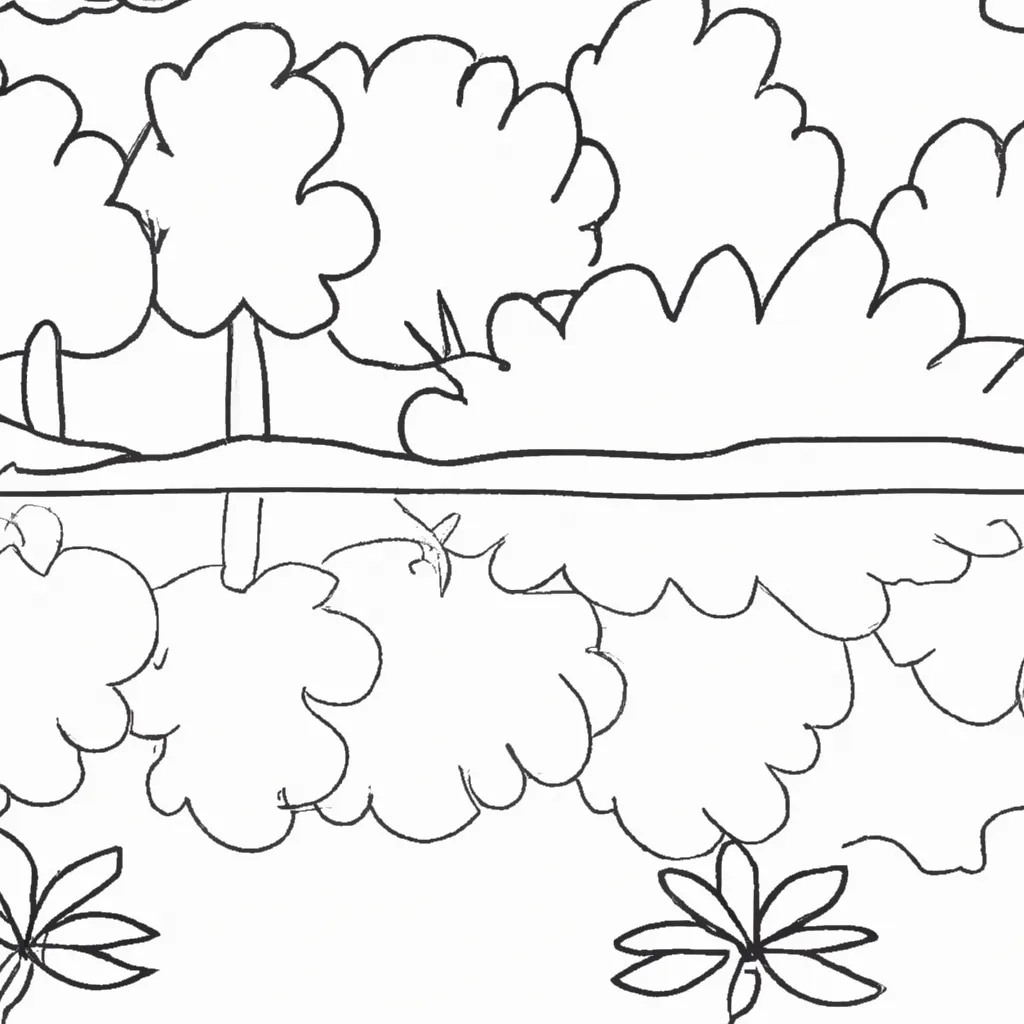 Reflexos Na Água: Desenhos De Lagos Para Colorir 2
