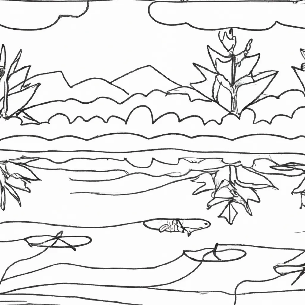 Reflexos Na Água: Desenhos De Lagos Para Colorir 6