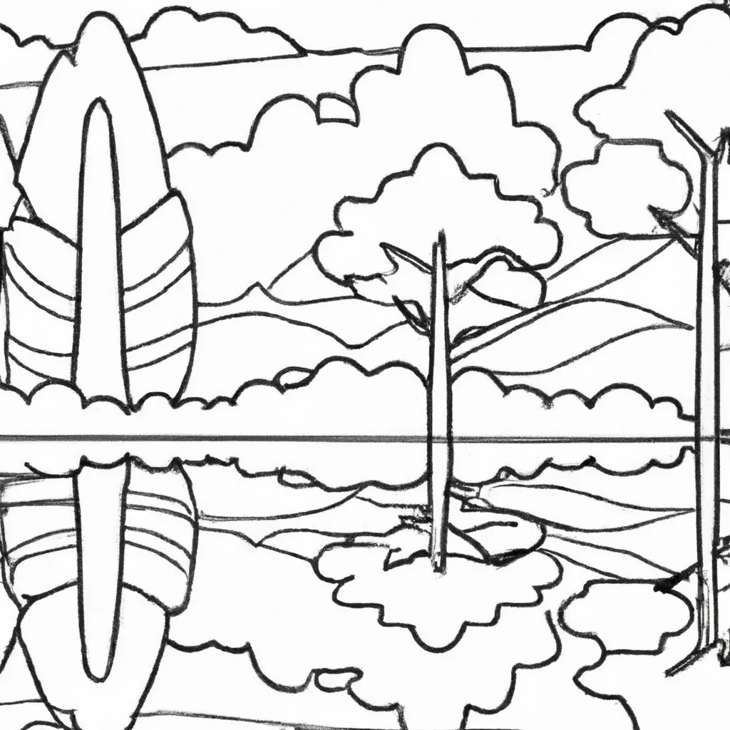 Reflexos Na Água: Desenhos De Lagos Para Colorir 24