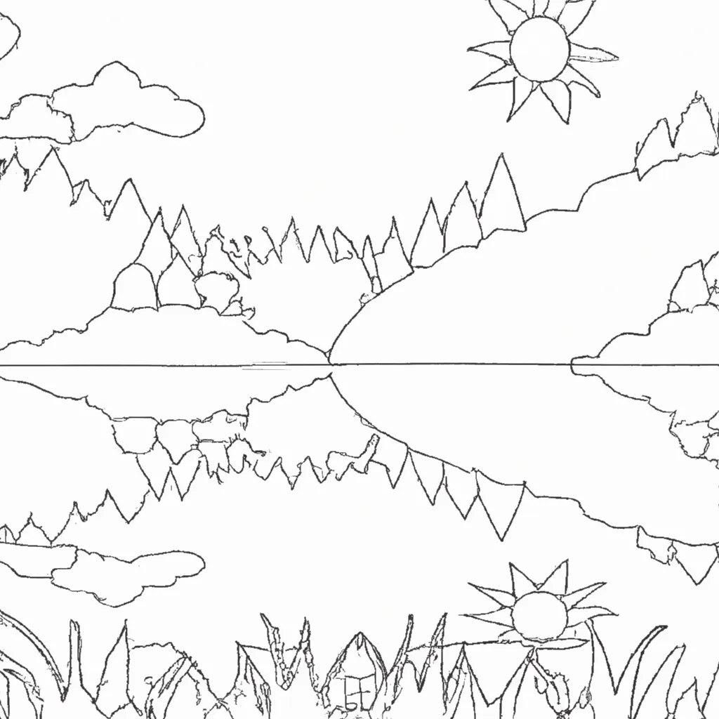 Reflexos Na Água: Desenhos De Lagos Para Colorir 8