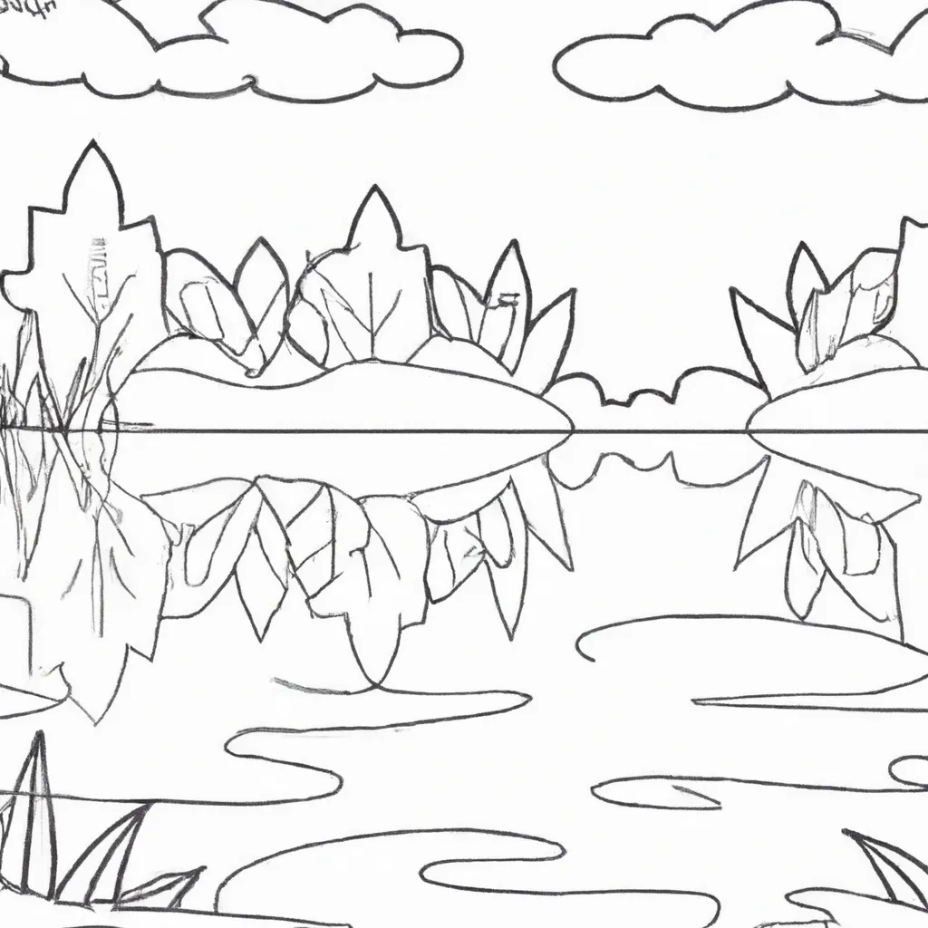 Reflexos Na Água: Desenhos De Lagos Para Colorir 26
