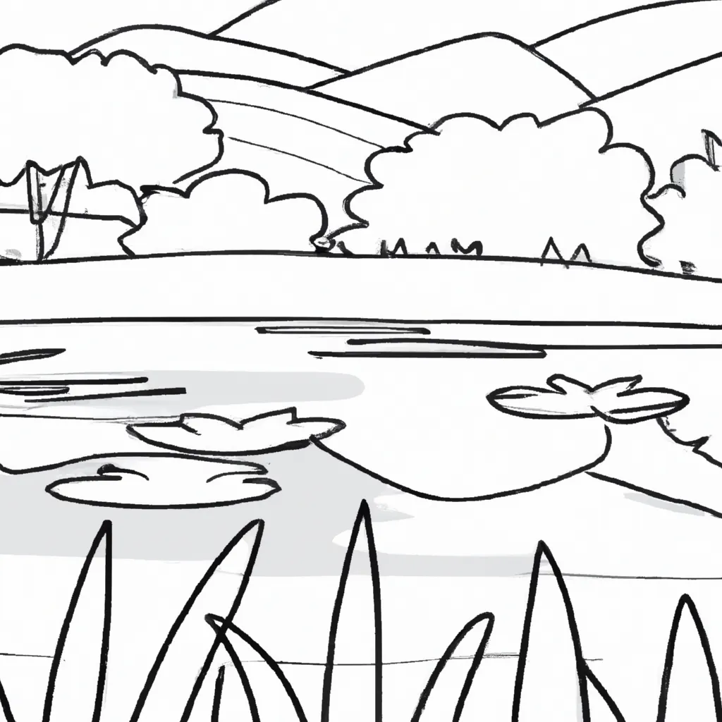 Reflexos Na Água: Desenhos De Lagos Para Colorir 28