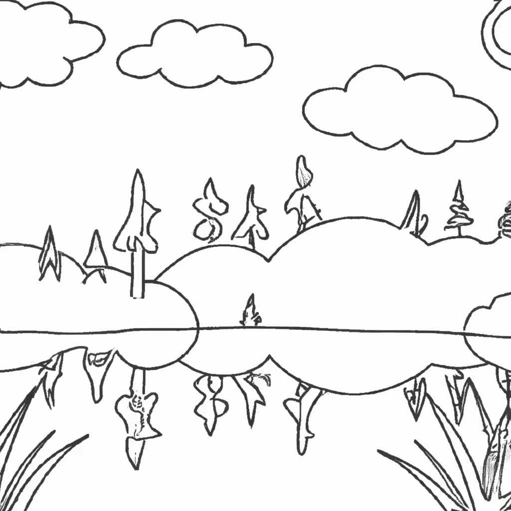 Reflexos Na Água: Desenhos De Lagos Para Colorir 14