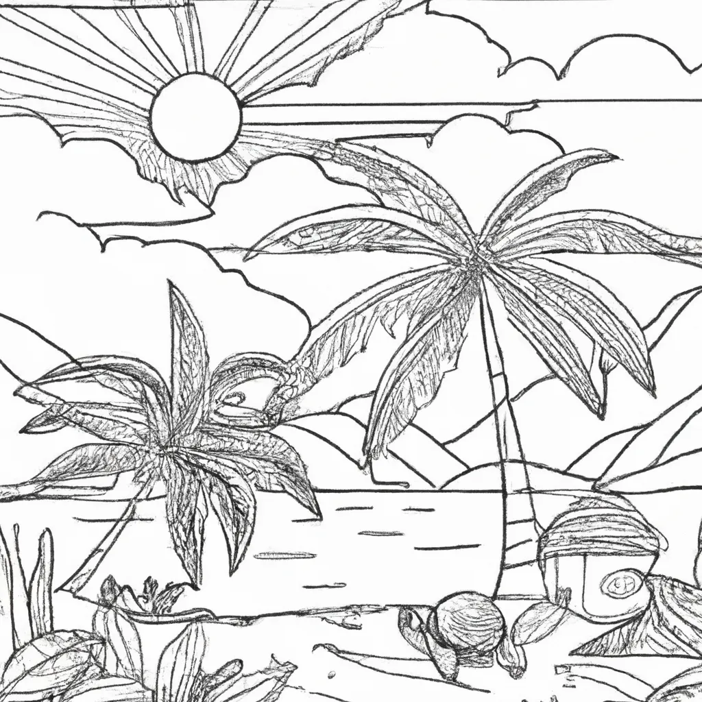 Pinte Seu Próprio Paraíso: Desenhos De Paisagens Tropicais Para Colorir