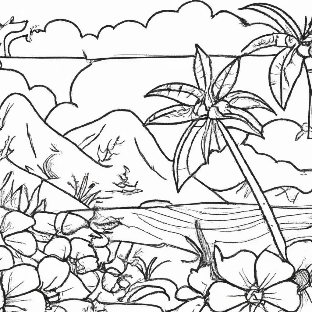 Pinte Seu Próprio Paraíso: Desenhos De Paisagens Tropicais Para Colorir 22