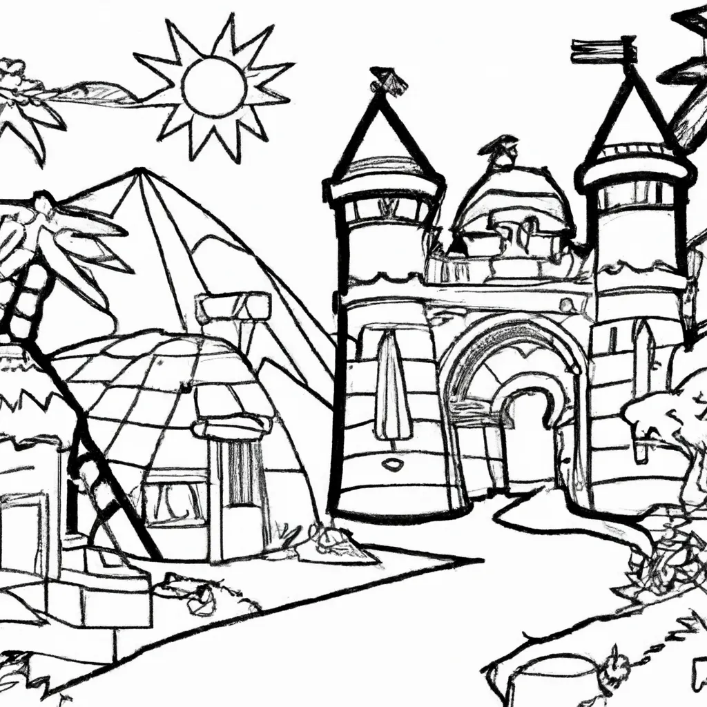 Viaje Na História Com Desenhos De Paisagens Antigas Para Colorir 2