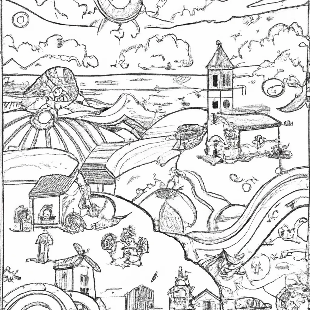 Viaje Na História Com Desenhos De Paisagens Antigas Para Colorir 6