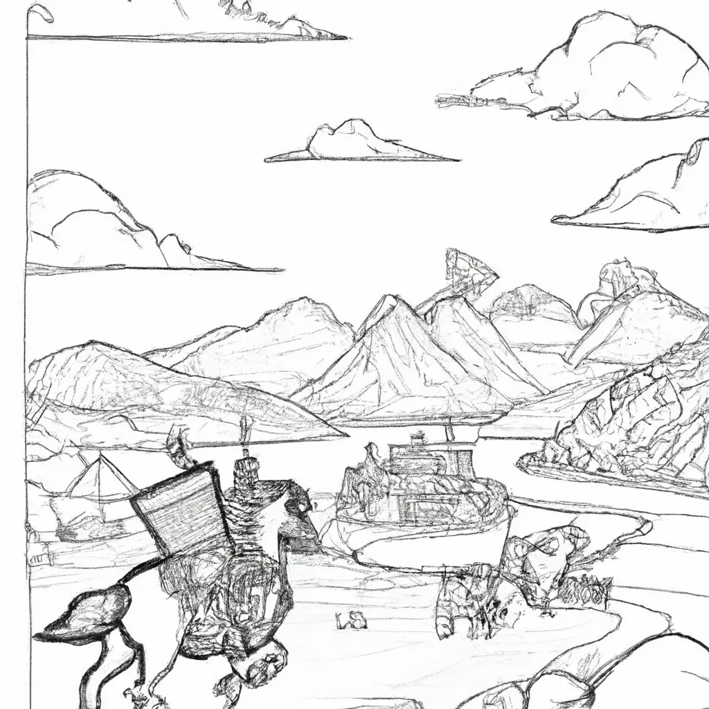 Viaje Na História Com Desenhos De Paisagens Antigas Para Colorir 8