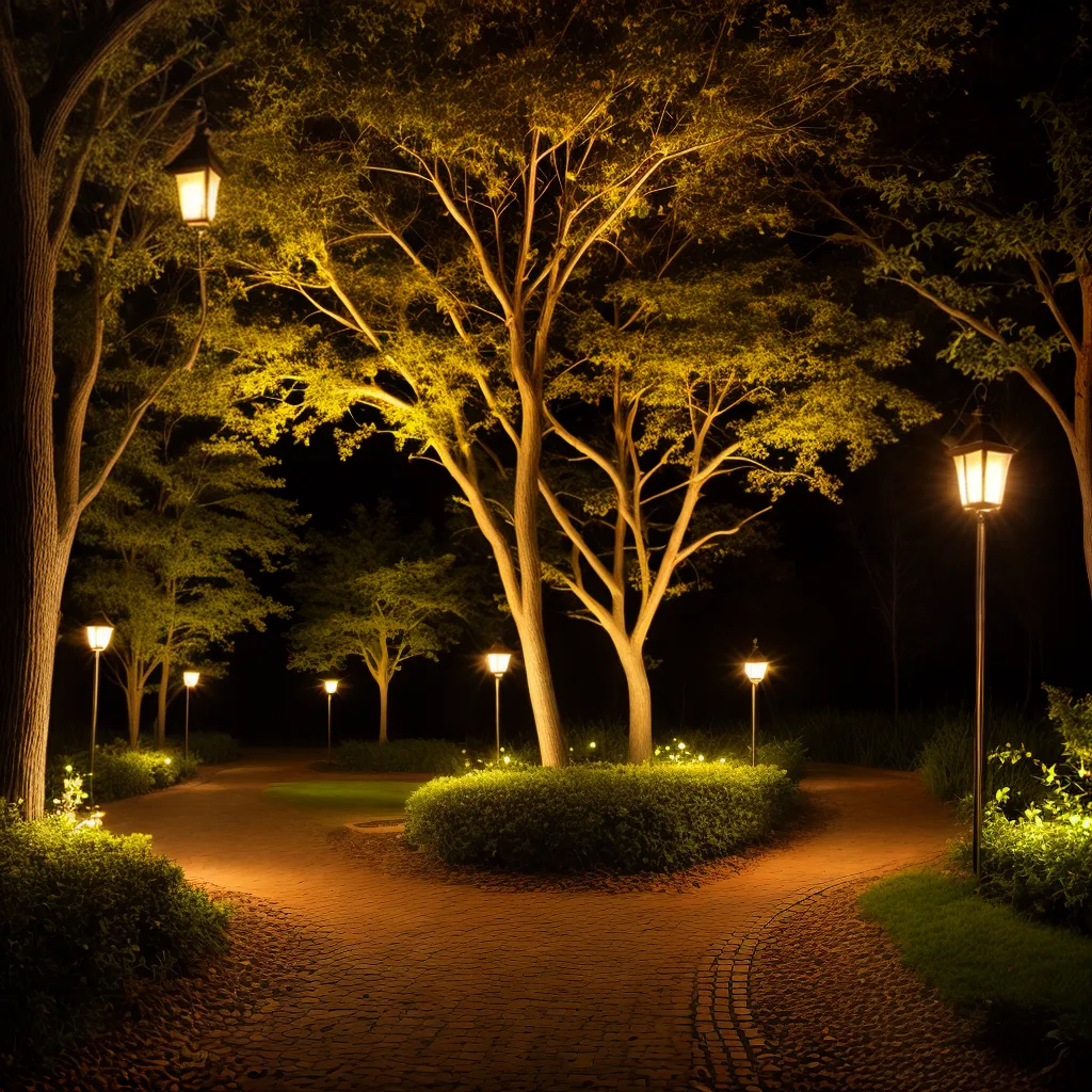 Utilizando troncos de árvores como suporte para luminárias externas. 6