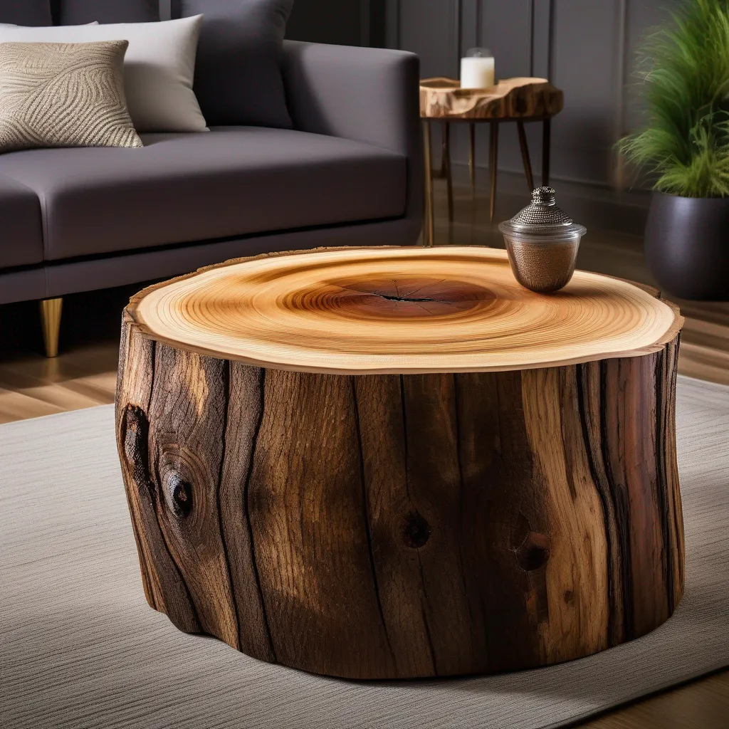 Como fazer uma mesa de centro única com um tronco de árvore. 4