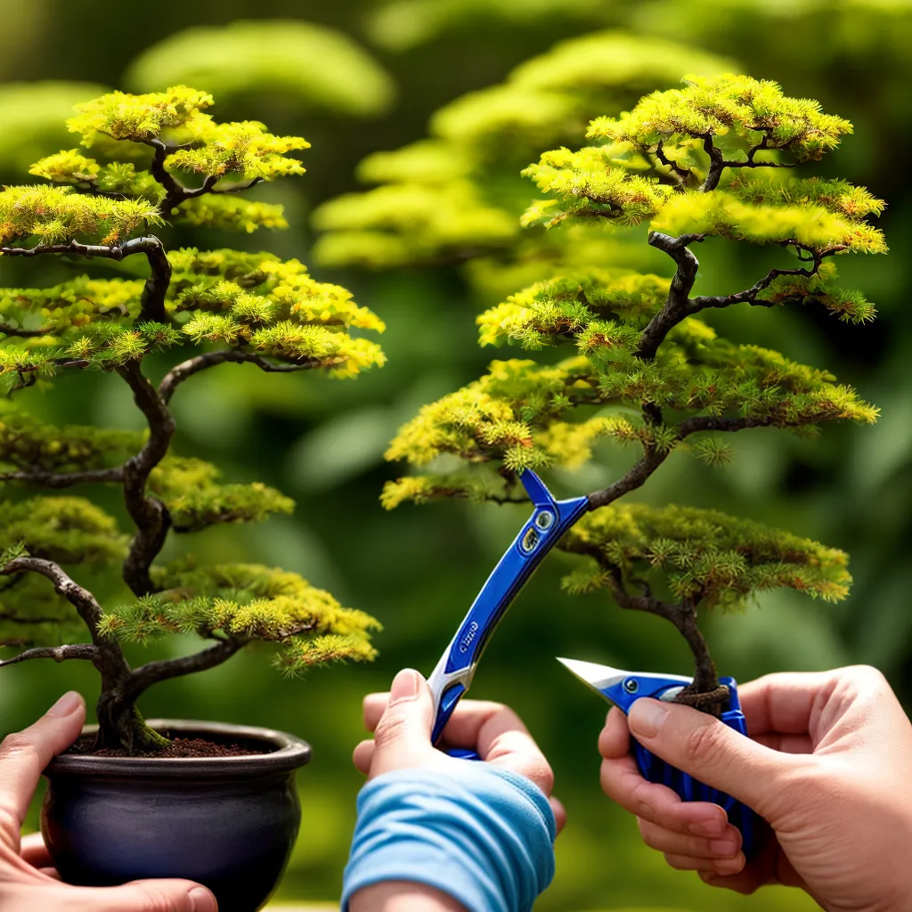 Bonsai que perde folhas: como estabilizar a planta em 2027 1 Bonsai sendo examinado de perto por mãos cuidadosas