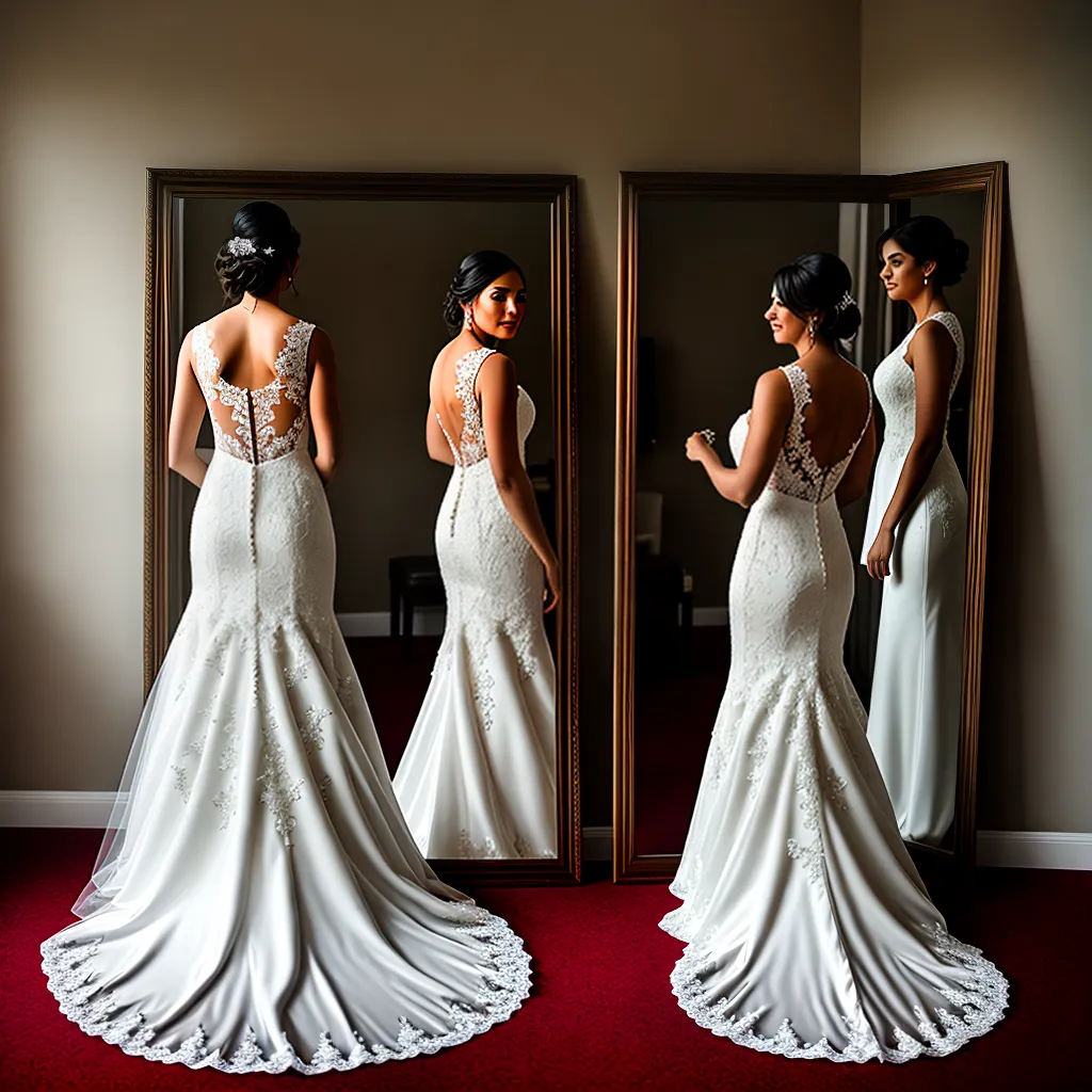 Fotos noiva vestido renda espelho amigas