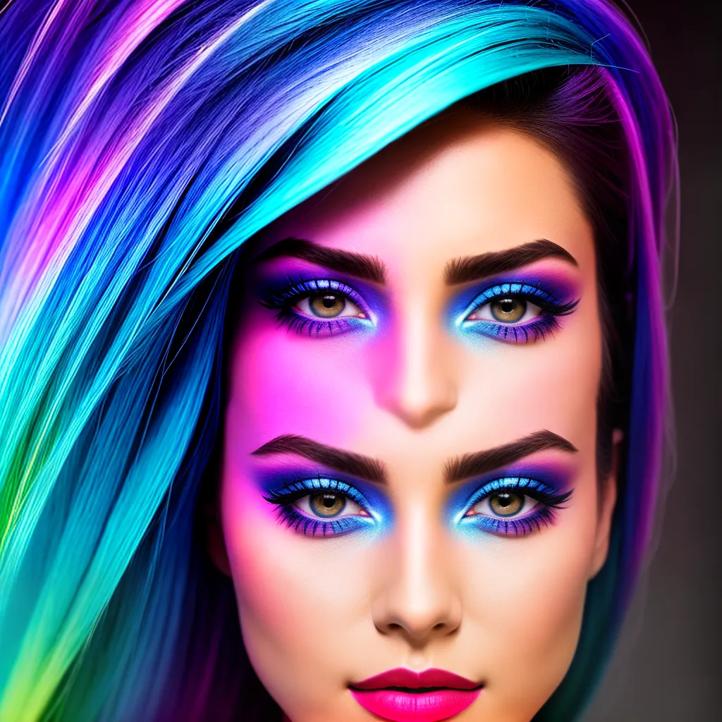 Fotos maquiagem colorida mulher sonhadora