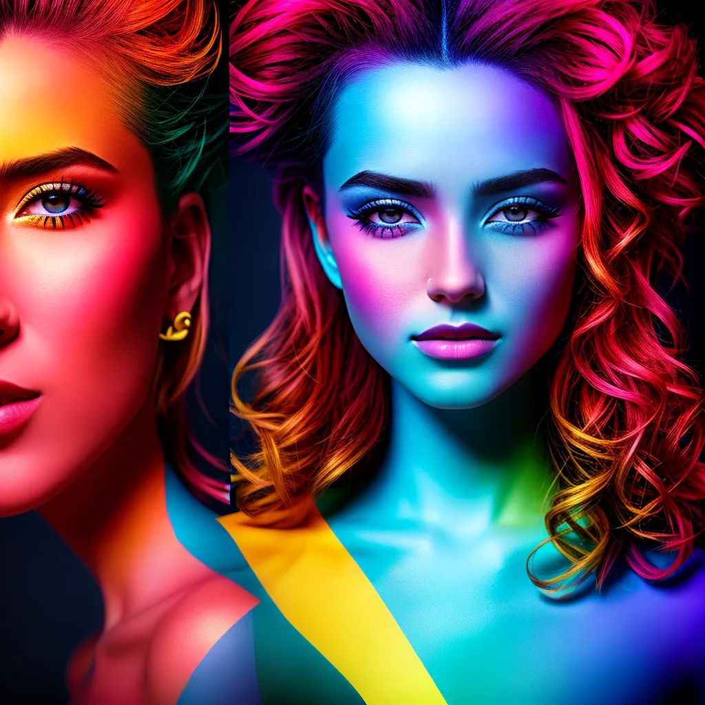 Fotos maquiagem vibrante mulher criatividade
