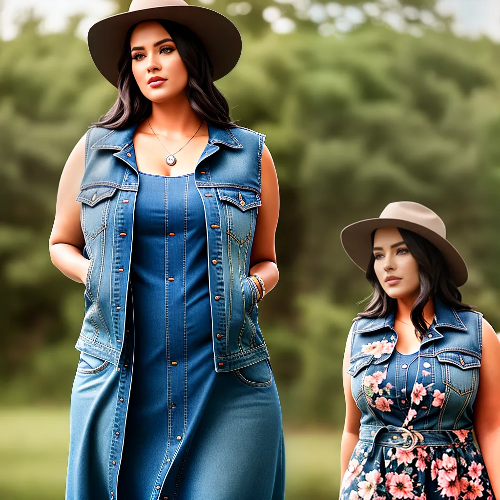 Fotos vestido floral plus size denim