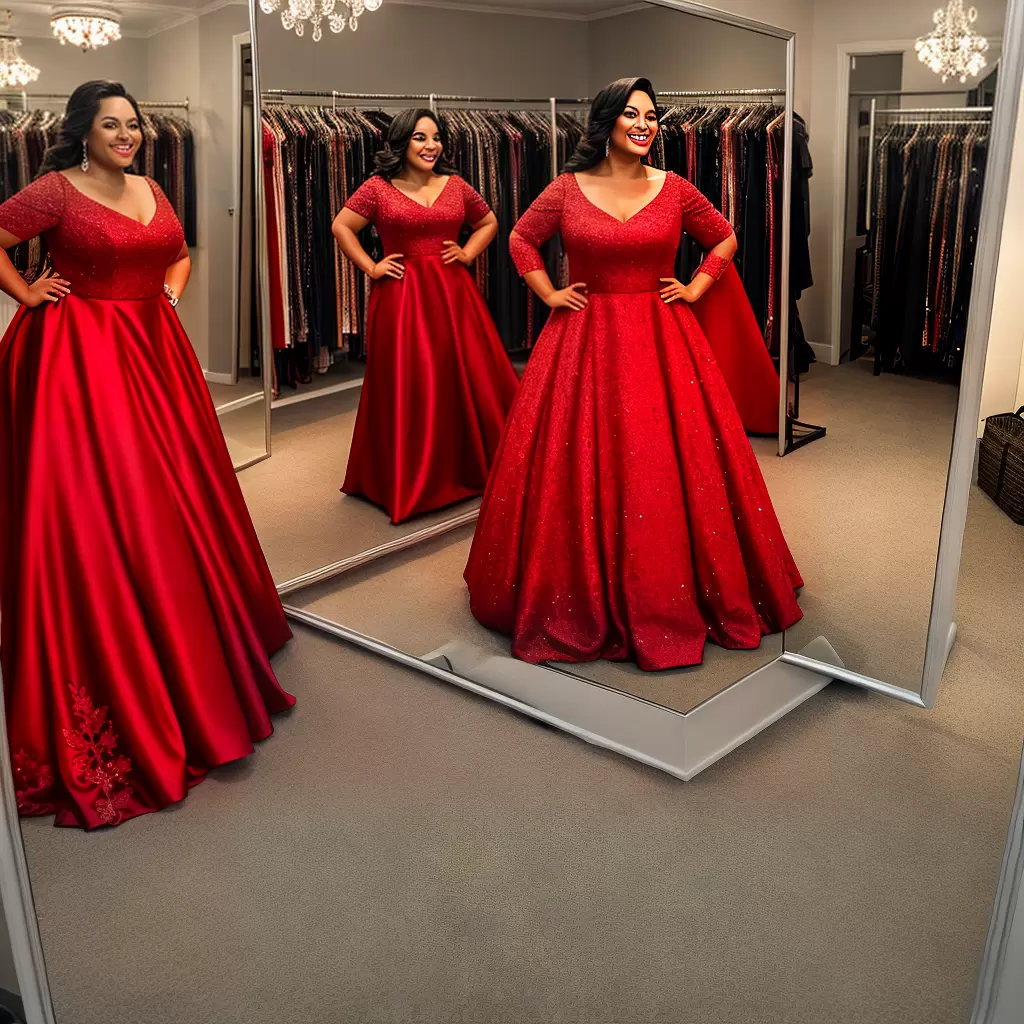 Fotos mulher tamanho grande vestido vermelho