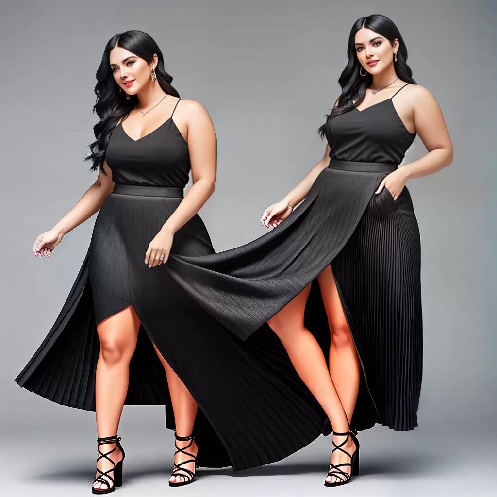 Fotos plissado plus size acessorios salto