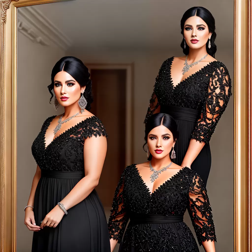 Fotos mulher plus size espelho vestido preto