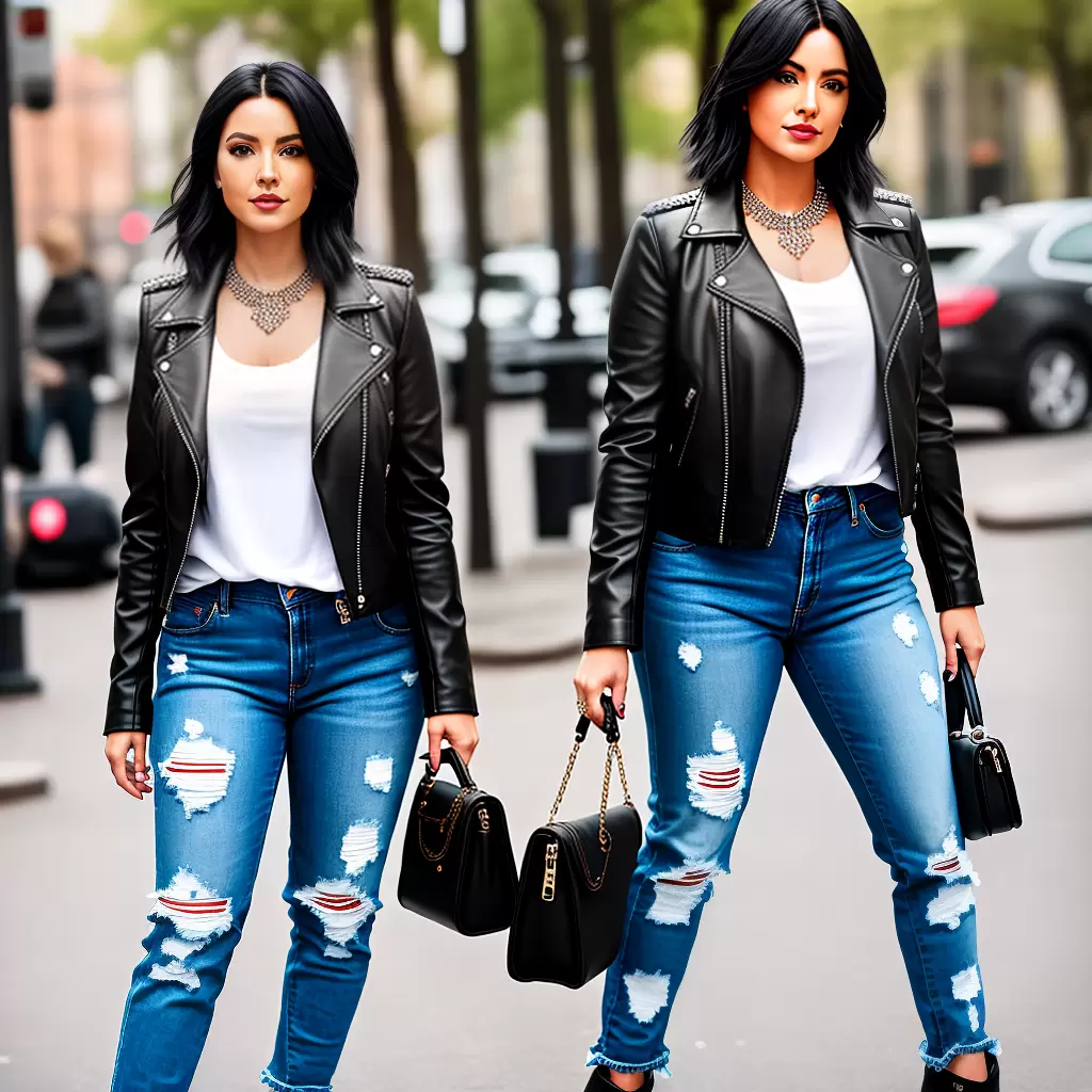 Fotos mulher estilo urbano jaqueta jeans