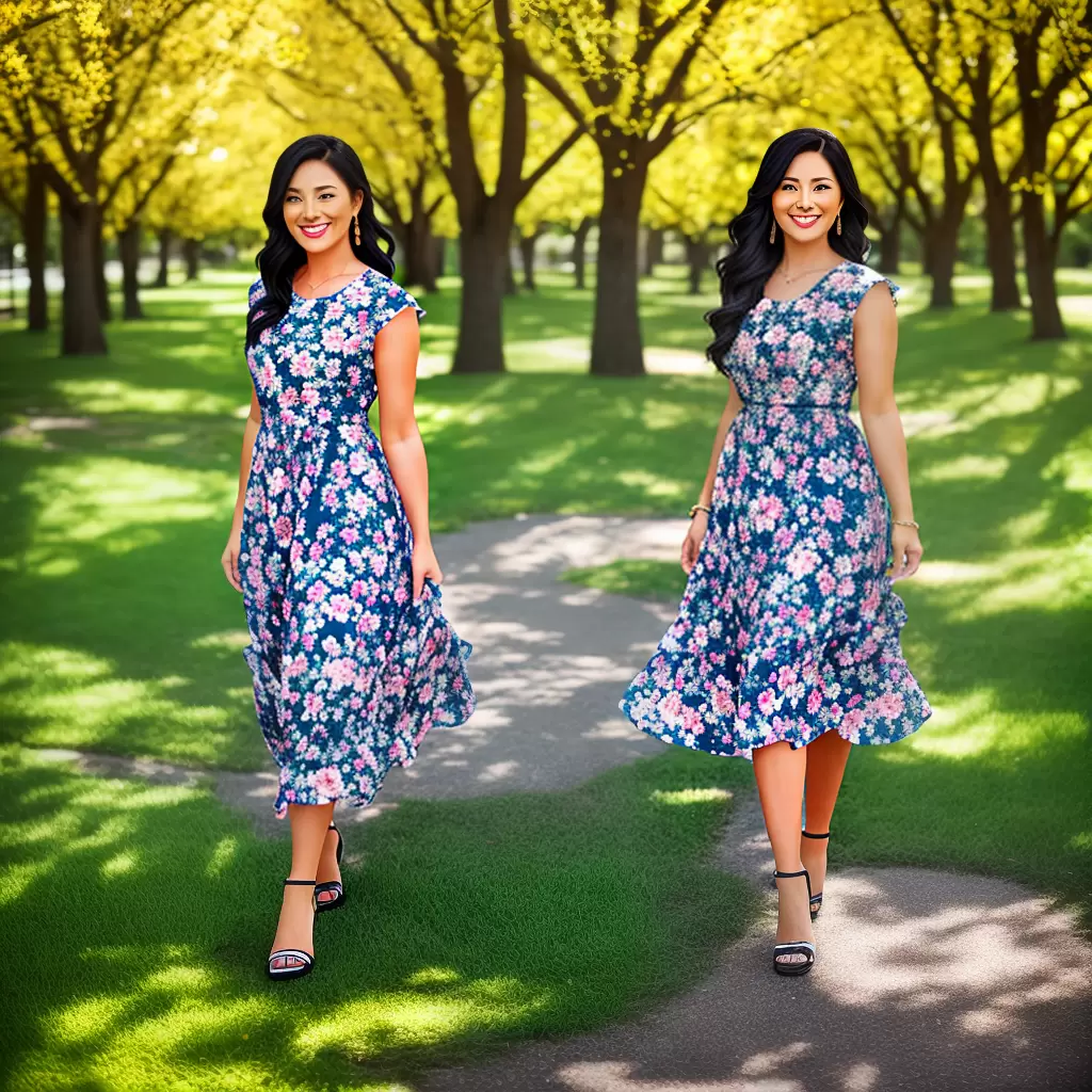 Fotos mulher sorriso confiante vestido floral