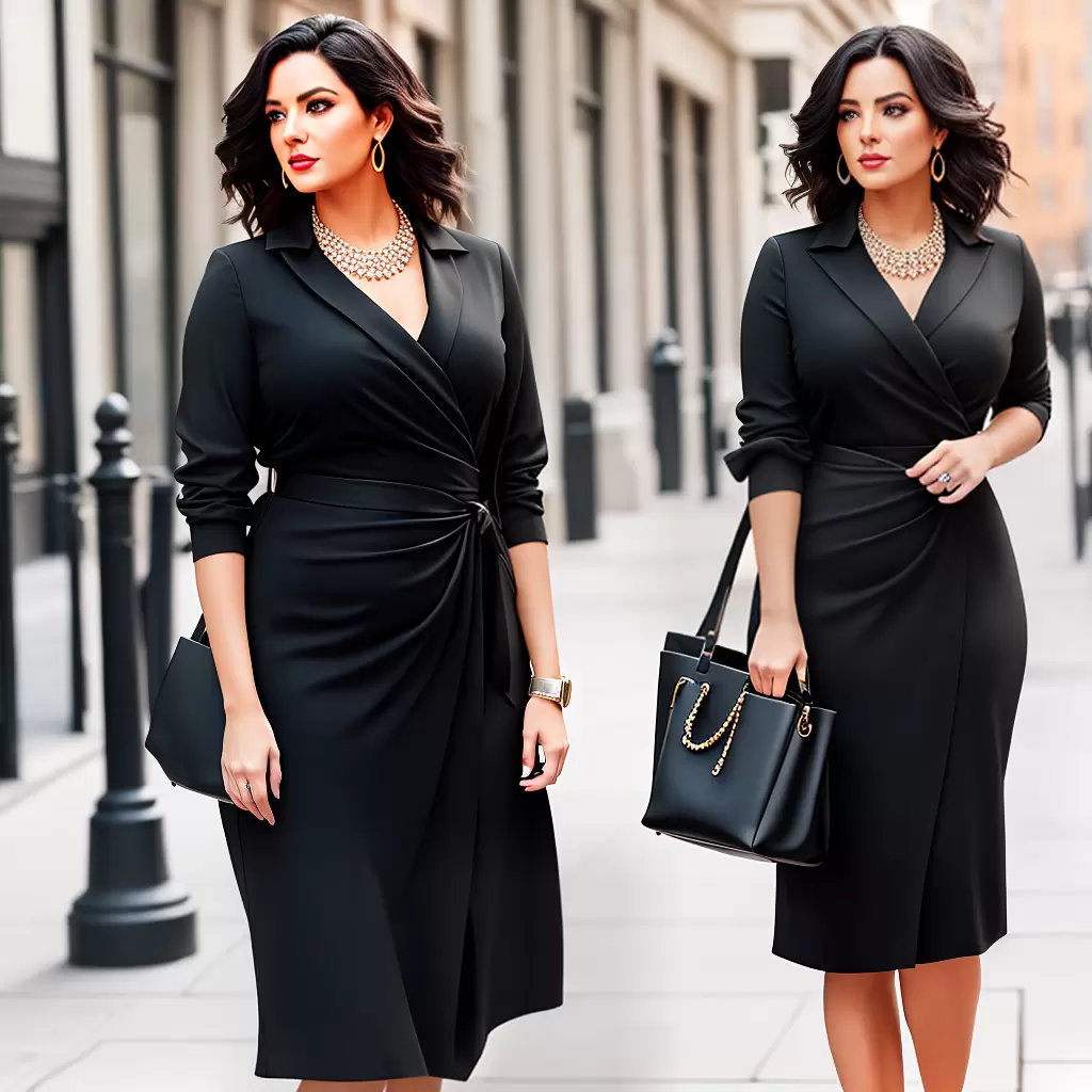 Fotos mulher confiante vestido preto cidade
