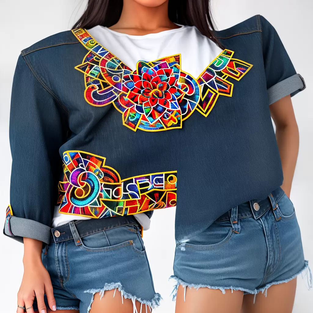 Fotos jeans bordado camiseta plataforma oculos