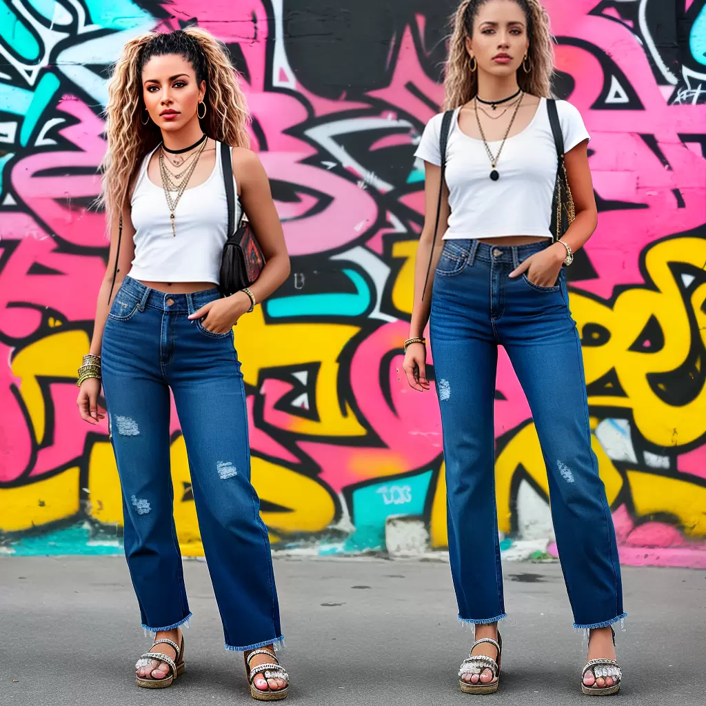 Fotos moda jeans baixo cropped sandalia grafite