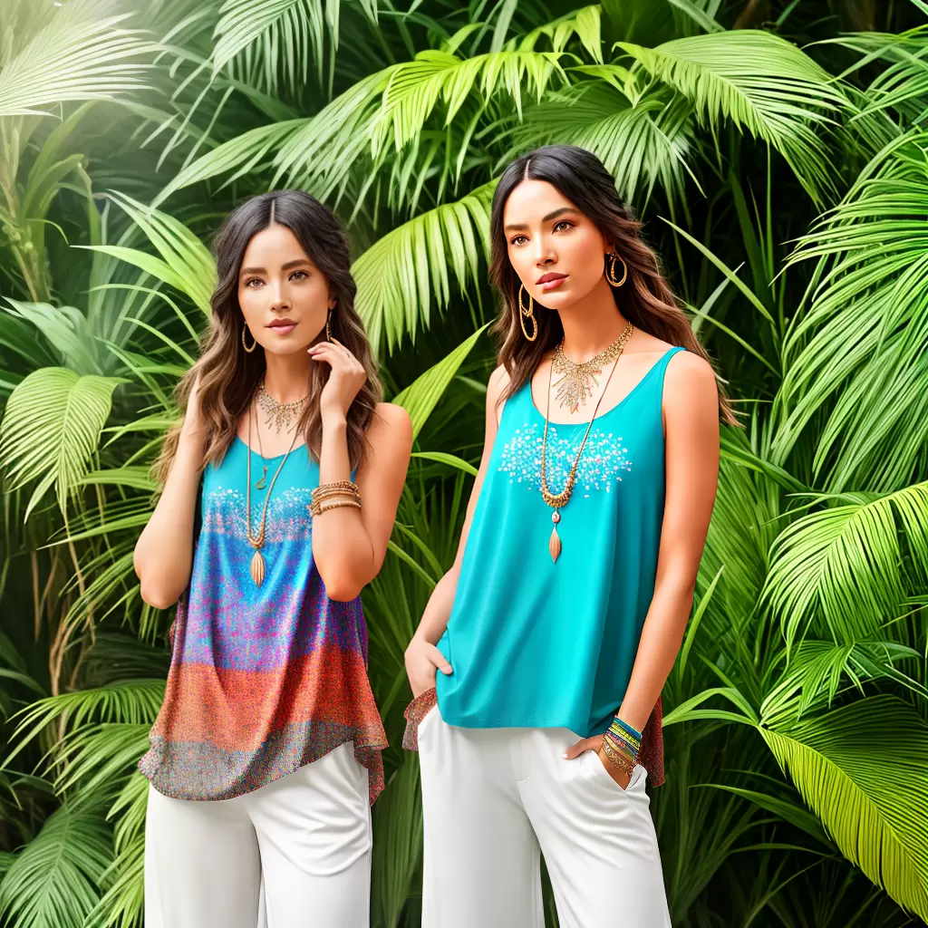 Fotos moda boho mulher calca colorida