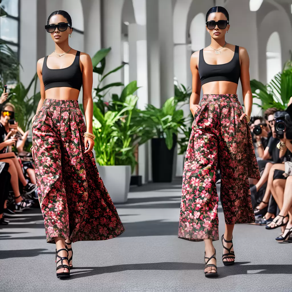 Fotos passarela floral maximalismo crop top