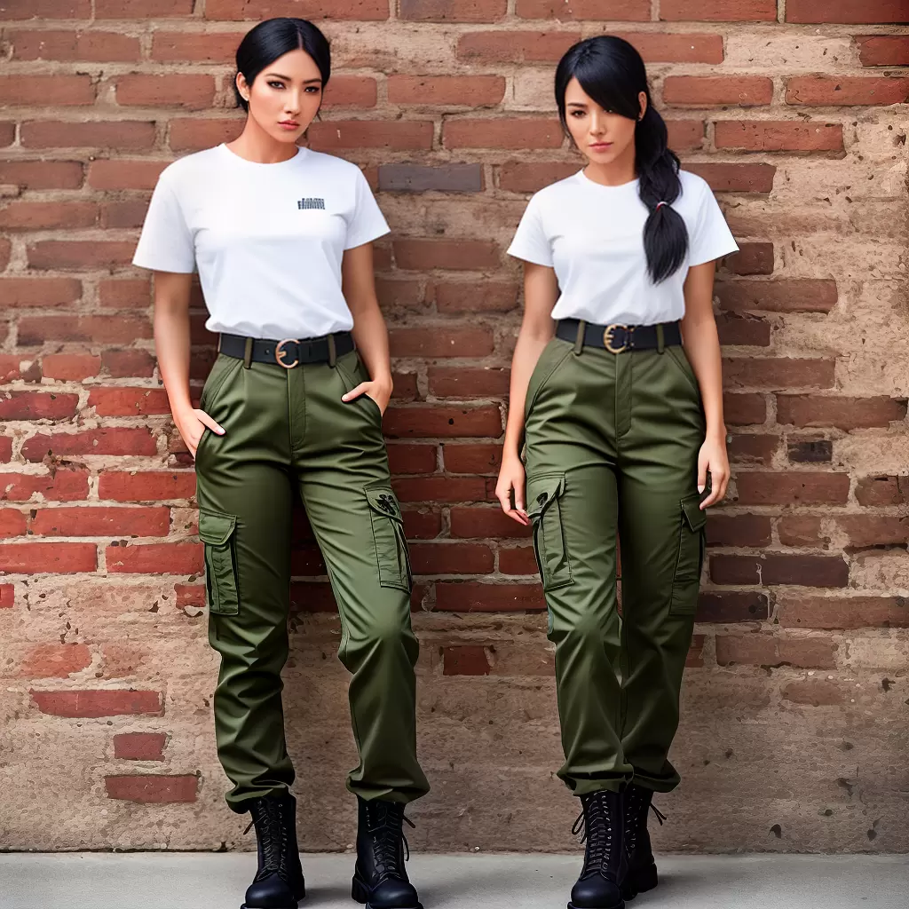 Fotos mulher calca militar bota camiseta branca