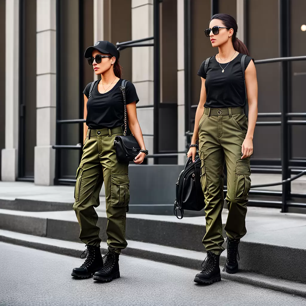 Fotos look militar feminino cargo preto