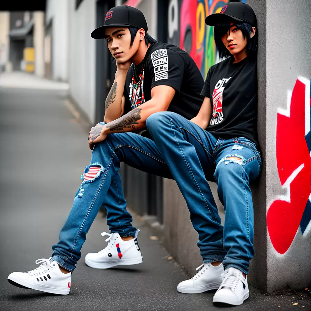Fotos jeans ajustado camiseta grafica tenis alto Fotos jeans ajustado camiseta grafica tenis alto