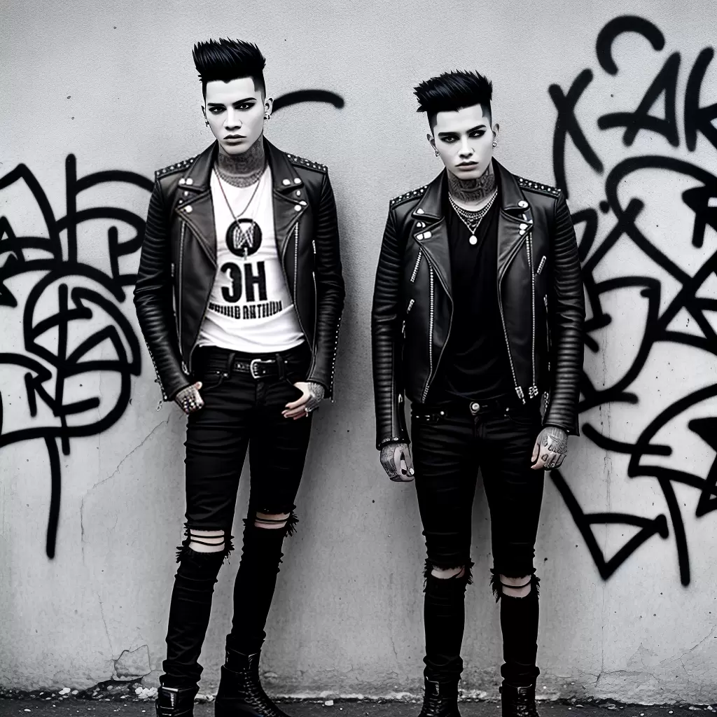 Fotos punk rock preto branco jeans jaqueta Fotos punk rock preto branco jeans jaqueta