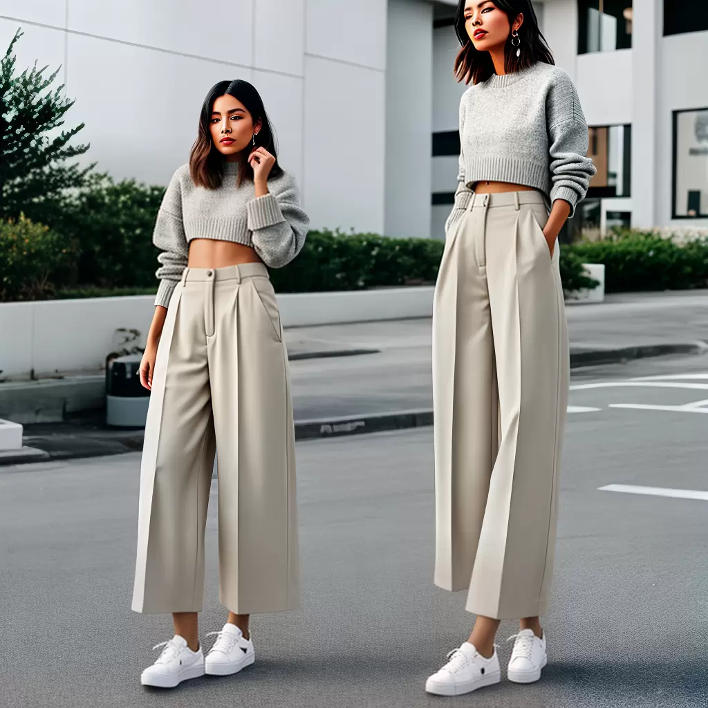 Fotos moda mulher calca cropped sneakers