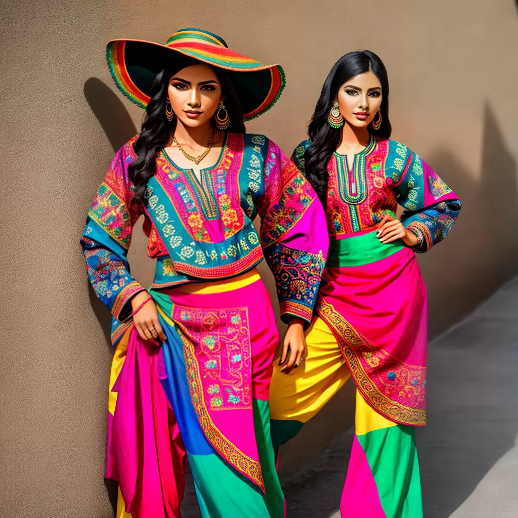 Fotos moda mexicana calca bordada colorida