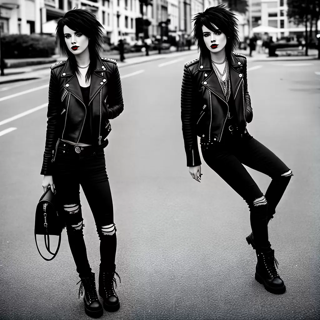 Fotos mulher jeans rasgado estilo punk