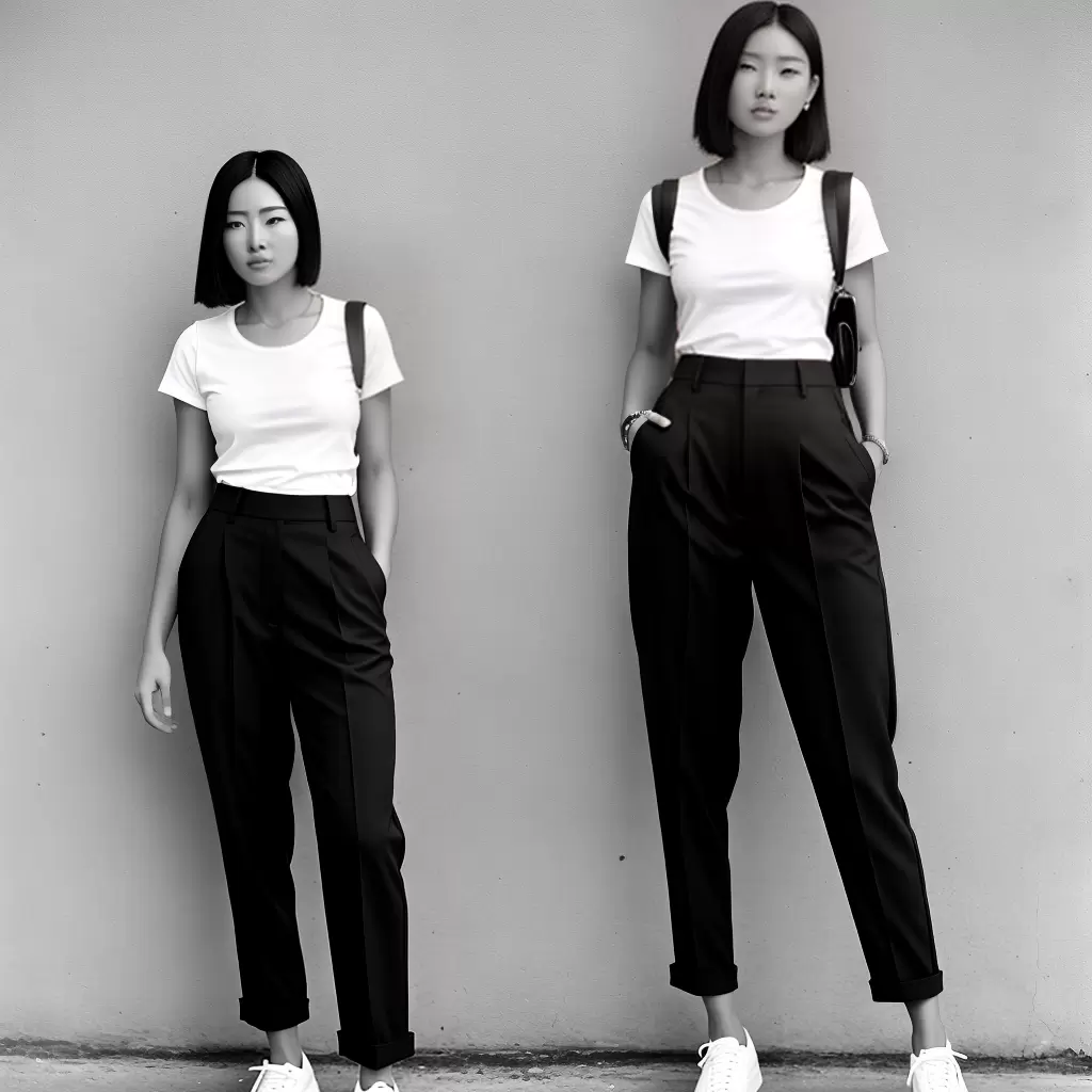 Fotos mulher preto branco calca tenis Fotos mulher preto branco calca tenis