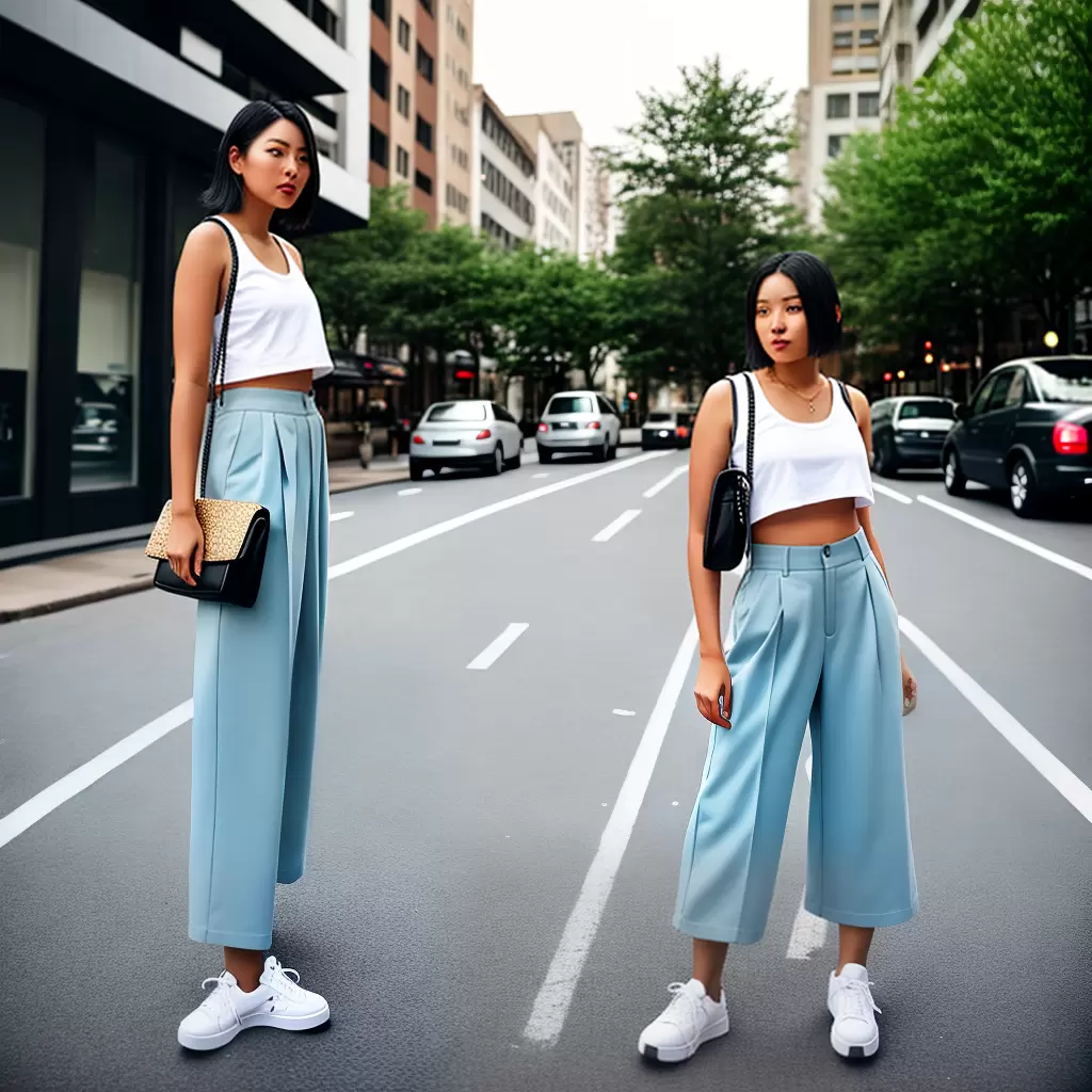 Fotos moda urbana mulher calca larga