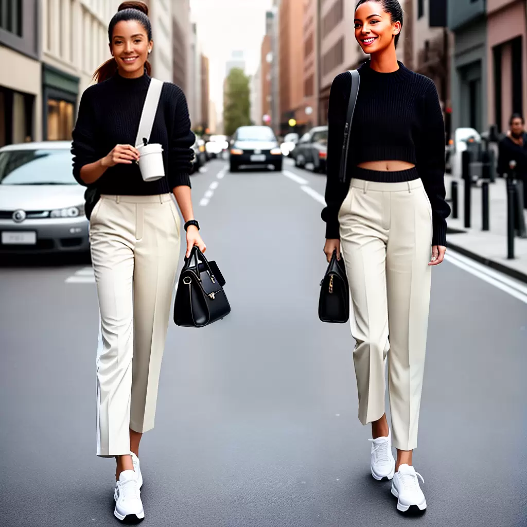 Fotos moda cidade mulher calca cropped sneaker