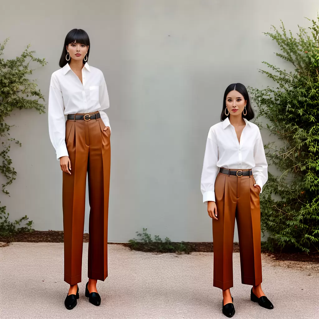 Fotos calca caramelo blusa creme loafers