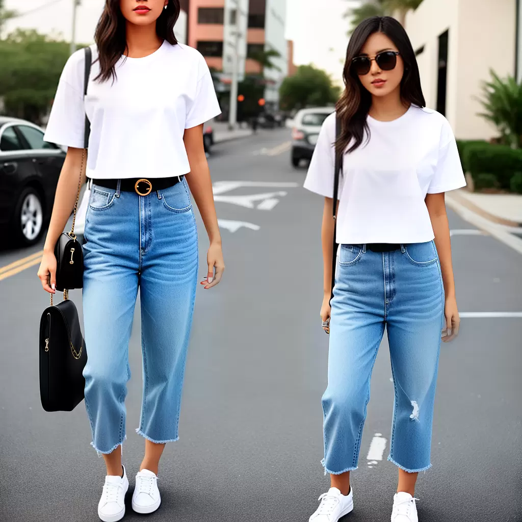 Fotos look jeans branco sneakers bolsa 1