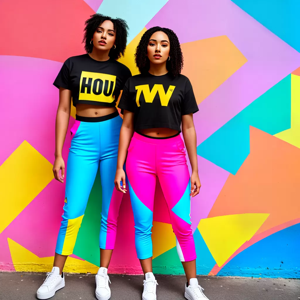 Fotos moda pop colorida mulher tenis