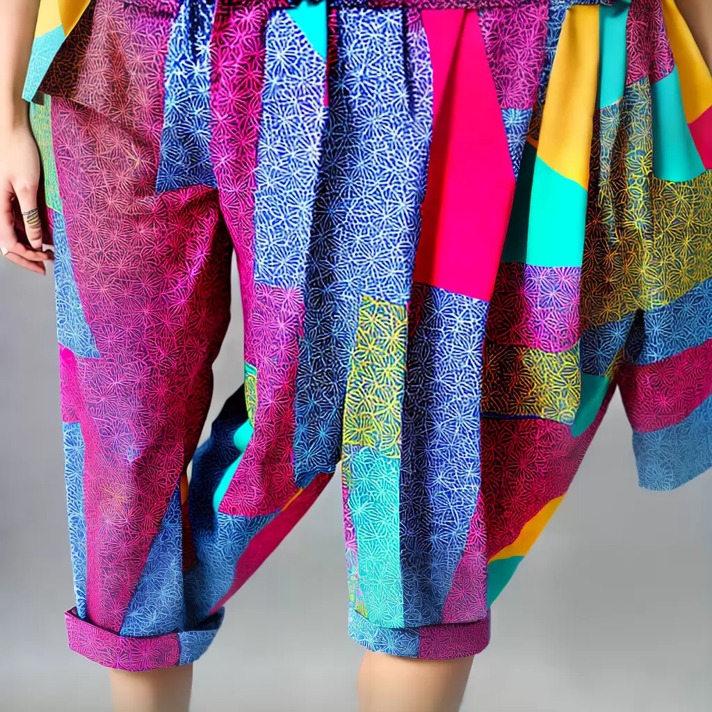 Fotos calca estampada colorida pop fashion