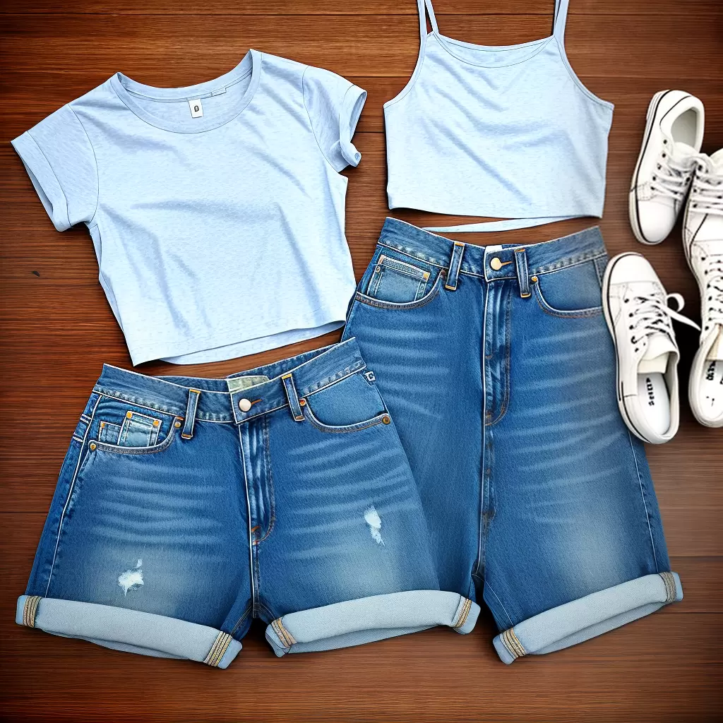 Fotos shorts jeans vintage crop sneakers