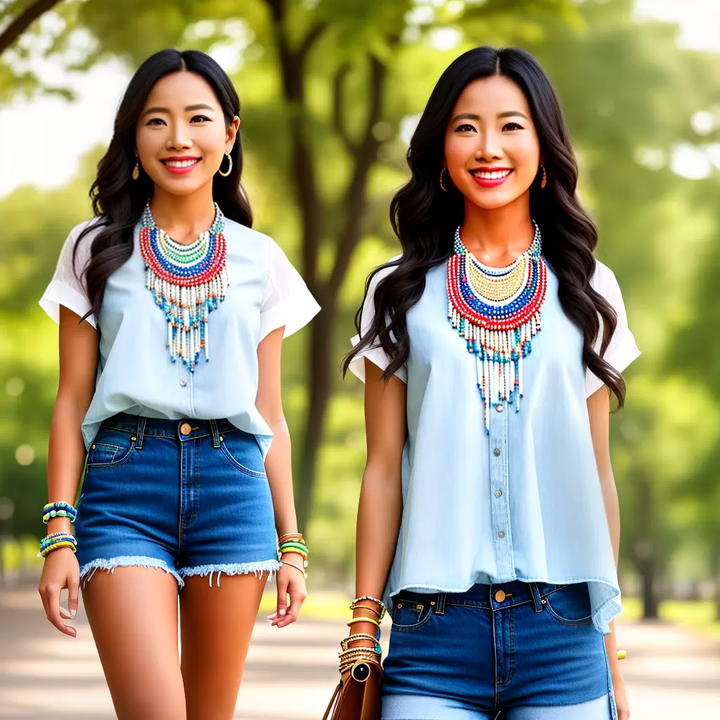 Fotos mulher jeans blusa acessorios sorriso