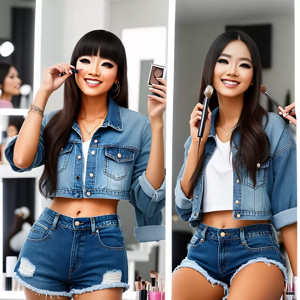 Fotos makeup shorts espelho sorrindo Fotos makeup shorts espelho sorrindo