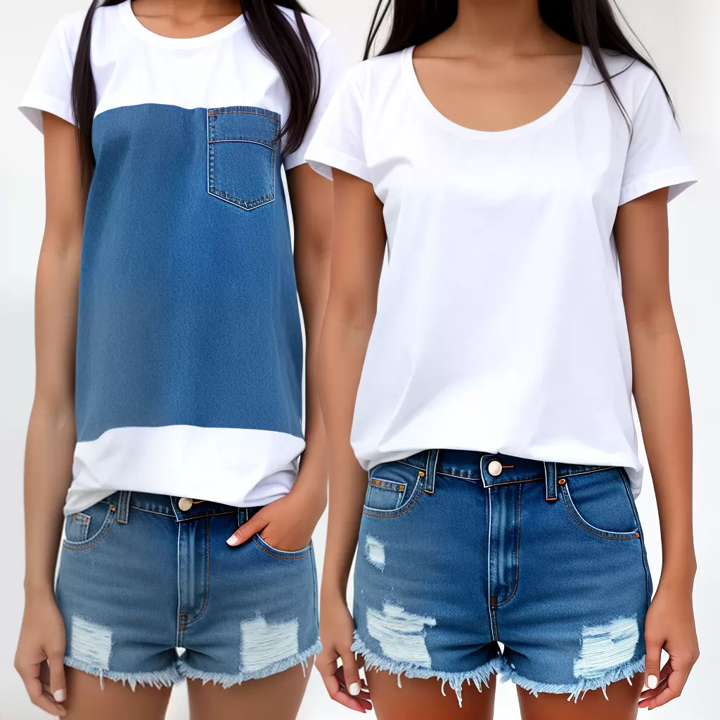 Fotos shorts jeans reciclado camiseta branca organica Fotos shorts jeans reciclado camiseta branca organica